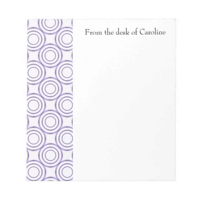 Purple Vintage Circle Pattern Personalised Notepad (Front)