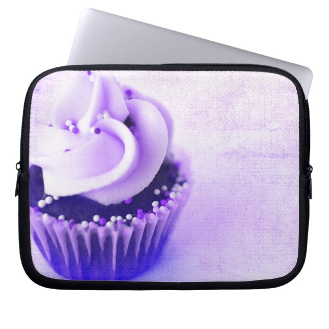 Purple Vintage Cupcake Sprinkles Laptop Sleeve (Front)