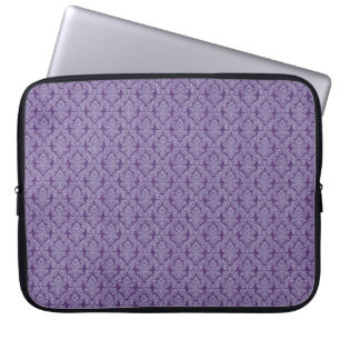 Purple vintage damask ornament textile pattern laptop sleeve