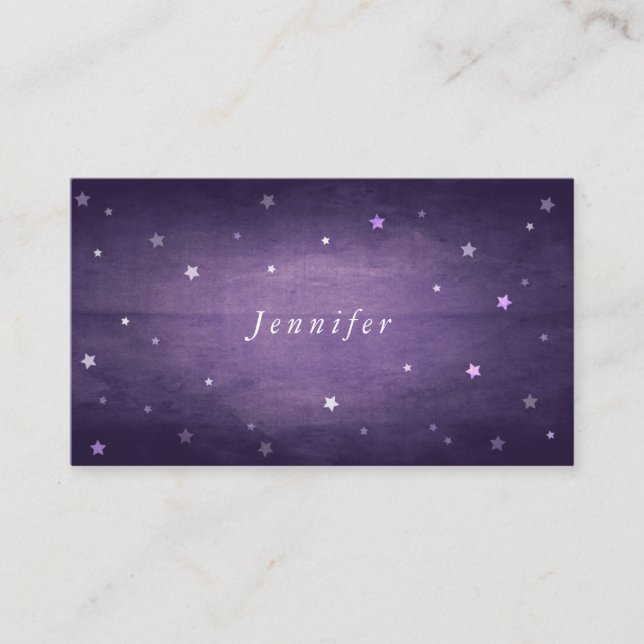Purple Vintage Faded Stars Halloween Place Card (Front)