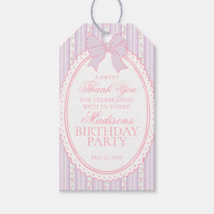 Purple Vintage Fancy Floral Birthday Party Favours Gift Tags