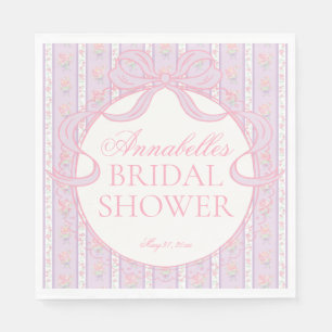 Purple Vintage Fancy Floral Bridal Shower Dessert Napkin