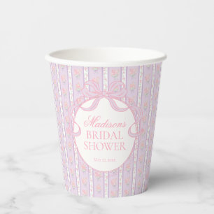 Purple Vintage Fancy Floral Bridal Shower Paper Cups