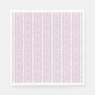 Purple Vintage Fancy Floral Party Dessert Napkin