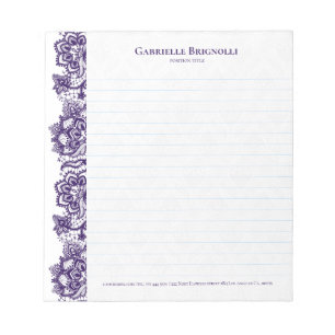 Purple vintage floral lace notepad