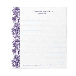 Purple vintage floral lace notepad