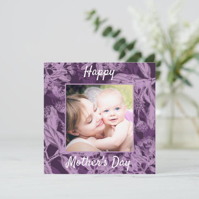Purple Vintage Floral Mother's Day Holiday Card (Standing Front)