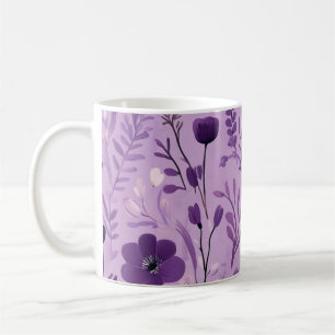 Purple vintage floral pattern for retro decor coffee mug