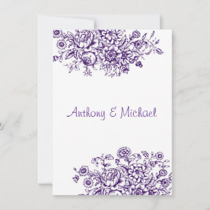Purple Vintage Floral Wedding Invitation