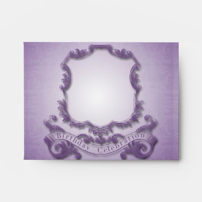 Purple Vintage Frame Birthday Celebration Envelope (Front)