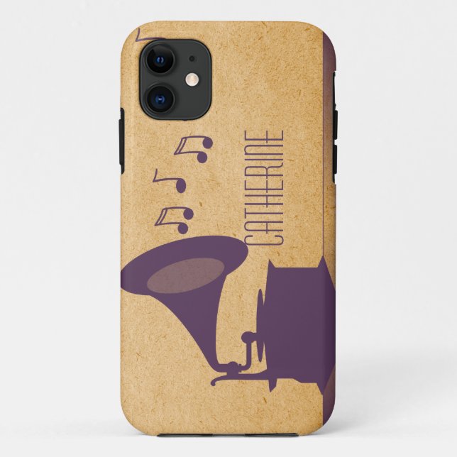 Purple Vintage Gramophone BT ID iPhone 5 Case (Back)