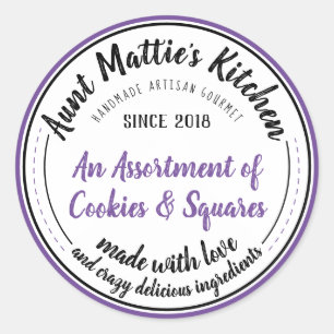 Purple Vintage Handmade Artisan Gourmet Food Label