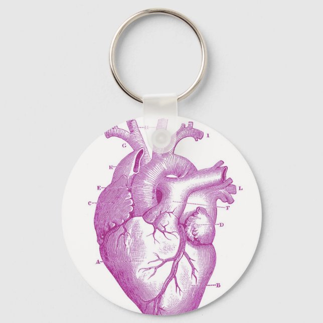 Purple Vintage Heart Anatomy Key Ring (Front)