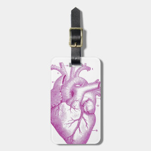 Purple Vintage Heart Anatomy Luggage Tag