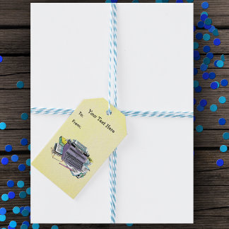 Purple Vintage Manual Typewriter Paper Pen Yellow Gift Tags