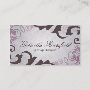 Purple Vintage Massage Therapy Business Card