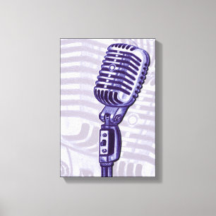 Purple Vintage Microphone Canvas Print