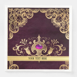 Purple Vintage Ornate Gold Napkin