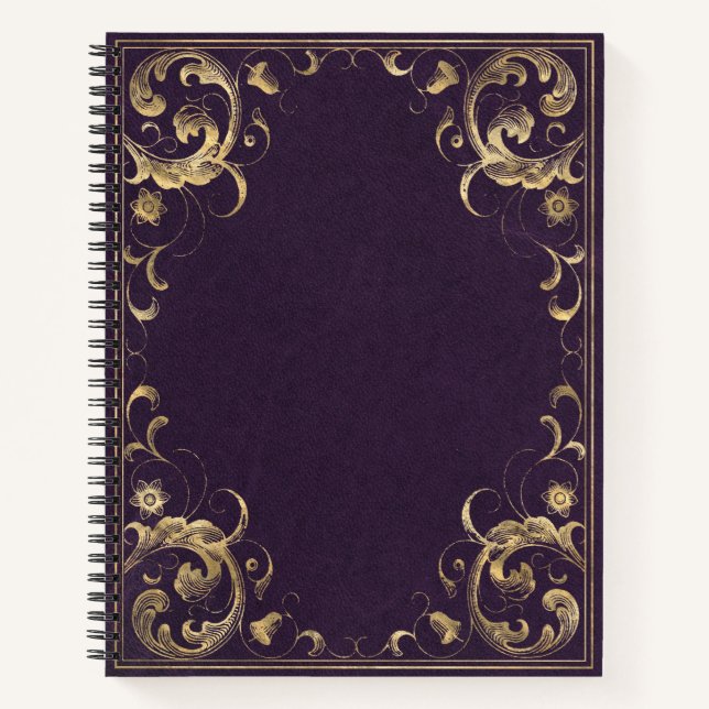 Purple Vintage Ornate Gold Notebook (Front)