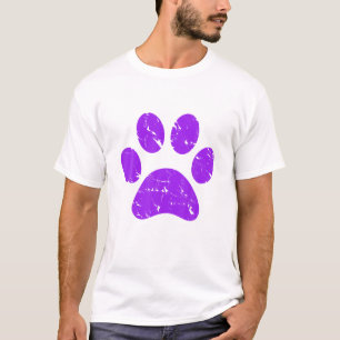 Purple Vintage Paw Print Dog Novelty T Shirt