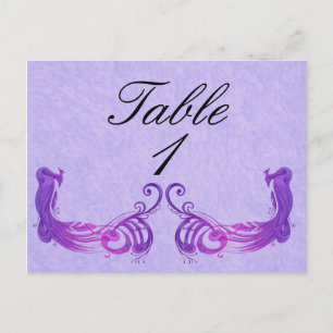 Purple Vintage Peacock Table Number Postcard