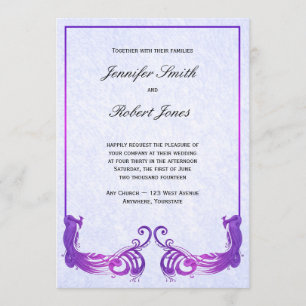 Purple Vintage Peacock Wedding Invitation