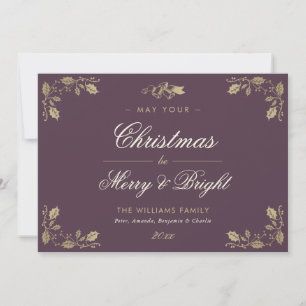Purple Vintage Photo Christmas Cards