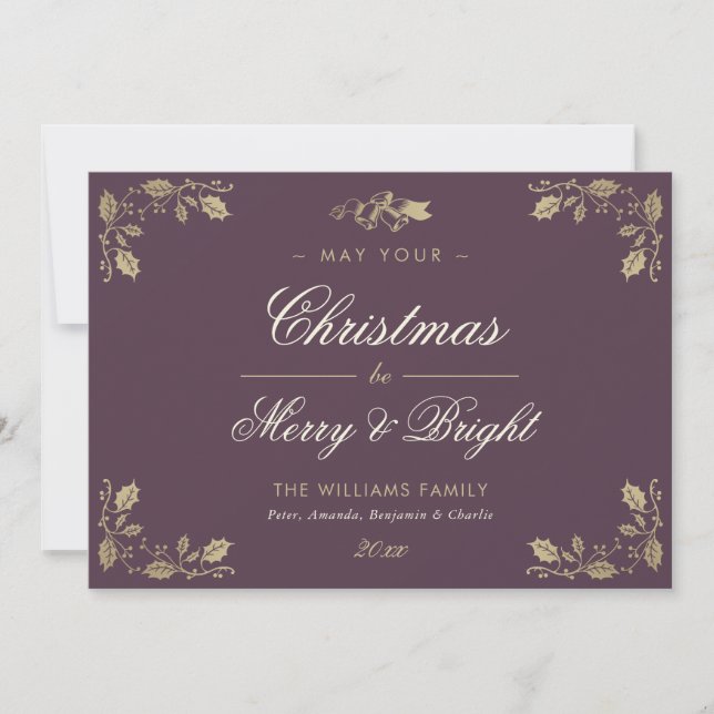 Purple Vintage Photo Christmas Cards (Front)