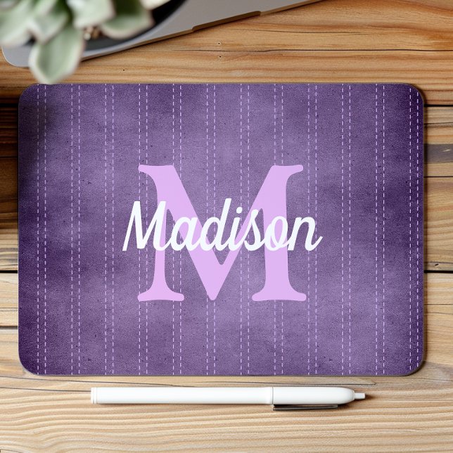 Purple Vintage Pinstripe Retro Lilac Monogram Mouse Mat (Creator Uploaded)