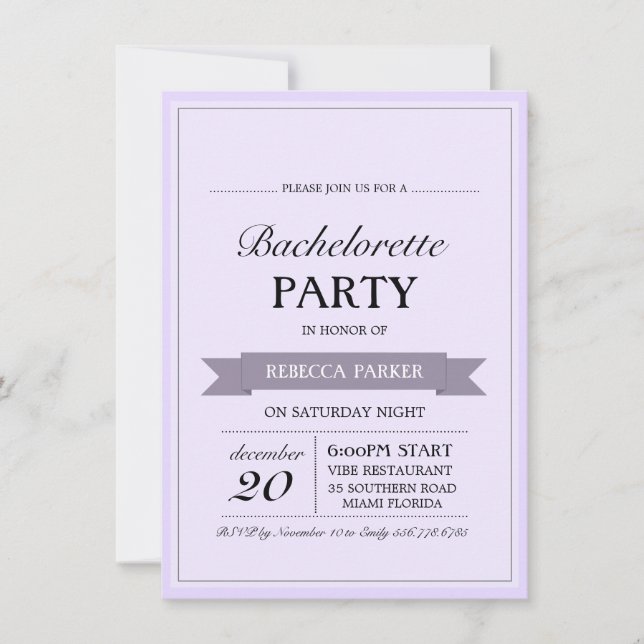 Purple Vintage Poster Bachelorette Invitation (Front)