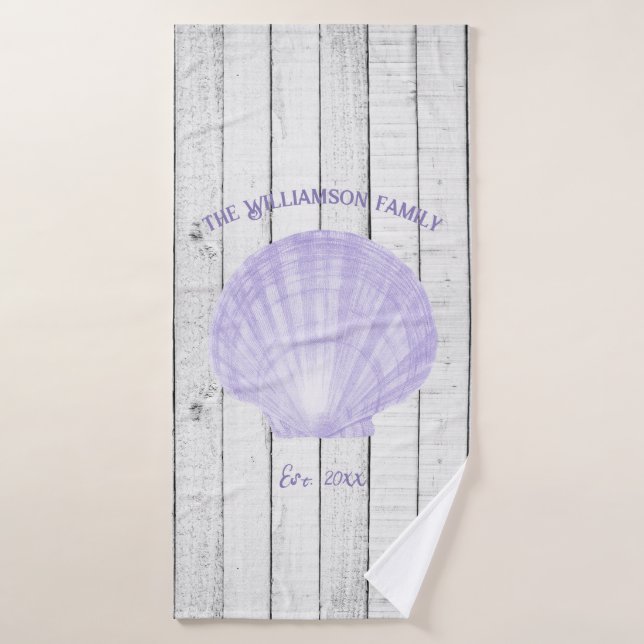 Purple Vintage Scallop Shell Bath Towel Set (Bath Towel)