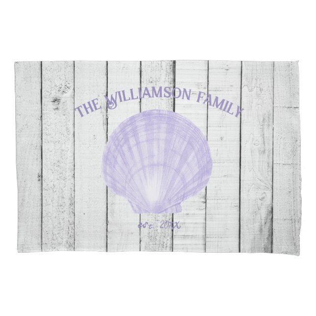 Purple Vintage Scallop Shell Pillow Case (Front)