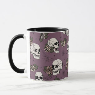 Purple Vintage Skulls and Roses Mug