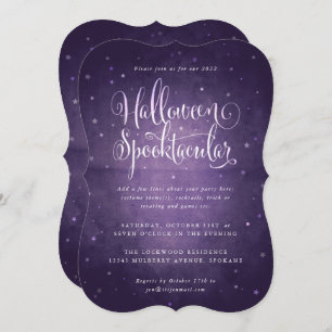 Purple Vintage Stars Halloween Spooktacular Party Invitation