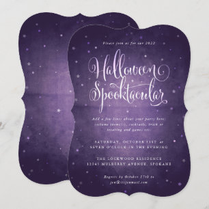 Purple Vintage Stars Halloween Spooktacular Party Invitation