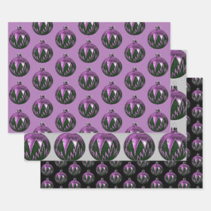 Purple Vintage Style Christmas Art Wrap Paper
