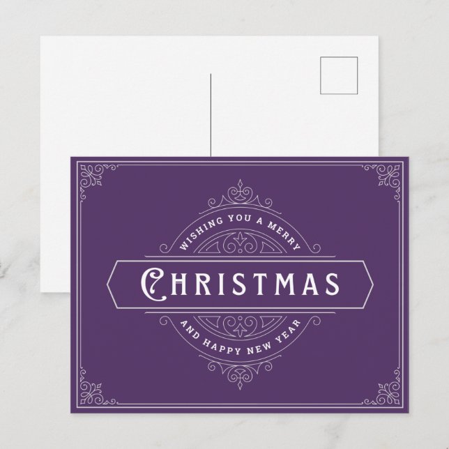 Purple Vintage Style Christmas Postcard (Front/Back)