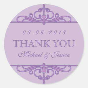 Purple Vintage Swirl Ornament Party Favour Sticker