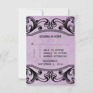 Purple Vintage Swirls Response Card