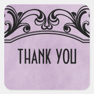 Purple Vintage Swirls Thank You Stickers