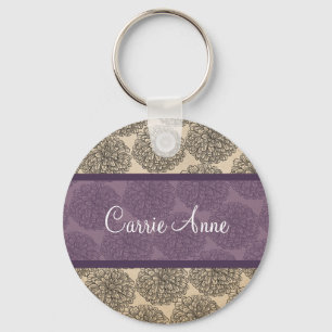 Purple Vintage Zinnia Keychain