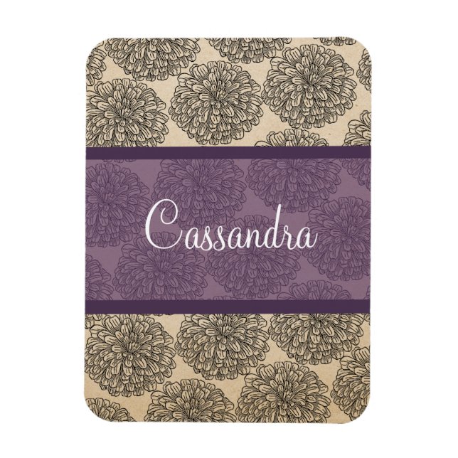 Purple Vintage Zinnia Premium Magnet (Vertical)
