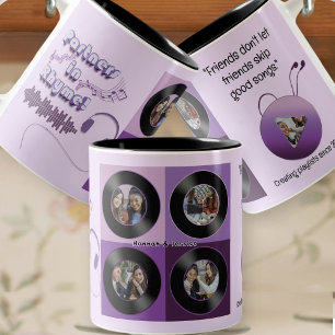 Purple Vinyl Record Best Friend Photo Custom Gift Two-Tone Coffee Mug