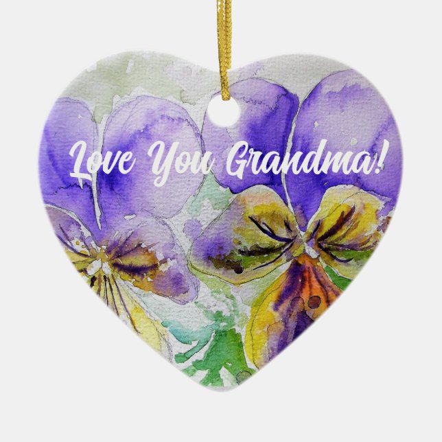 Purple Viola Floral Love You Grandma Decoration (Front)