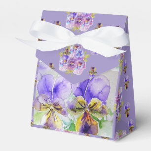 Purple Viola Watercolour Party Cake Favour Box