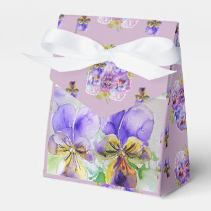 Purple Viola Watercolour Party Cake Favour Box