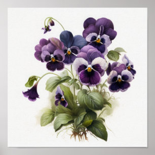 Purple Violas Flower Art Print Poster