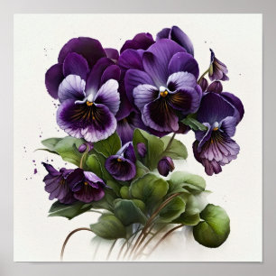 Purple Violas Flower Art Print Poster
