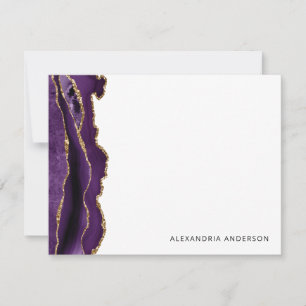 Purple Violet Agate Gold Glitter Glam Marble Geode Card