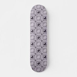 Purple Violet and White Butterflies Swirls Skateboard
